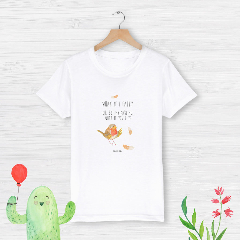 Kinder T-Shirt Rotkehlchen mit Federn What if i fall, Rotkehlchen, Spruch Motivation, Spruch Mut, Vogel, Motivation Sprüche, Motivationsbilder, fliegen    süße Tiermotive, gute Laune, lustige Sprüche, Tiere