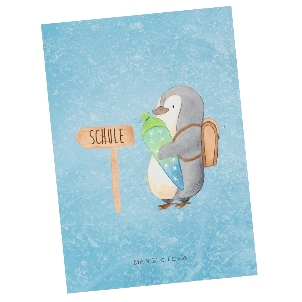 Postkarte Pinguin Schultüte Geschenkkarte, Grußkarte, Karte, Einladung, Ansichtskarte, Geburtstagskarte, Einladungskarte, Pinguin, Schulanfänger, Einschulung, 1. Klasse, Geschenk zur Einschulung, erster Schultag, Schulranzen