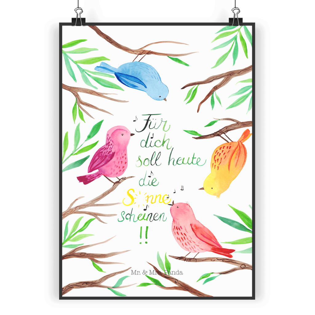 Poster Vögel Sonne  Poster, Wandposter, Bild, Wanddeko, Küchenposter, Kinderposter, Wanddeko Bild, Raumdekoration, Wanddekoration, Handgemaltes Poster, Mr. & Mrs. Panda Poster, Designposter, Kunstdruck, Posterdruck  Blumen Deko, Frühlings Deko, Sommer Deko, Dekoration, positive Botschaft, Naturliebhaber, Outdoor, Natur, Abenteuer
