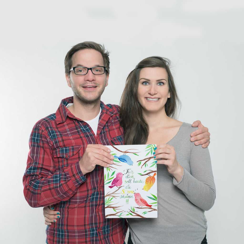 Poster Vögel Sonne  Poster, Wandposter, Bild, Wanddeko, Küchenposter, Kinderposter, Wanddeko Bild, Raumdekoration, Wanddekoration, Handgemaltes Poster, Mr. & Mrs. Panda Poster, Designposter, Kunstdruck, Posterdruck  Blumen Deko, Frühlings Deko, Sommer Deko, Dekoration, positive Botschaft, Naturliebhaber, Outdoor, Natur, Abenteuer