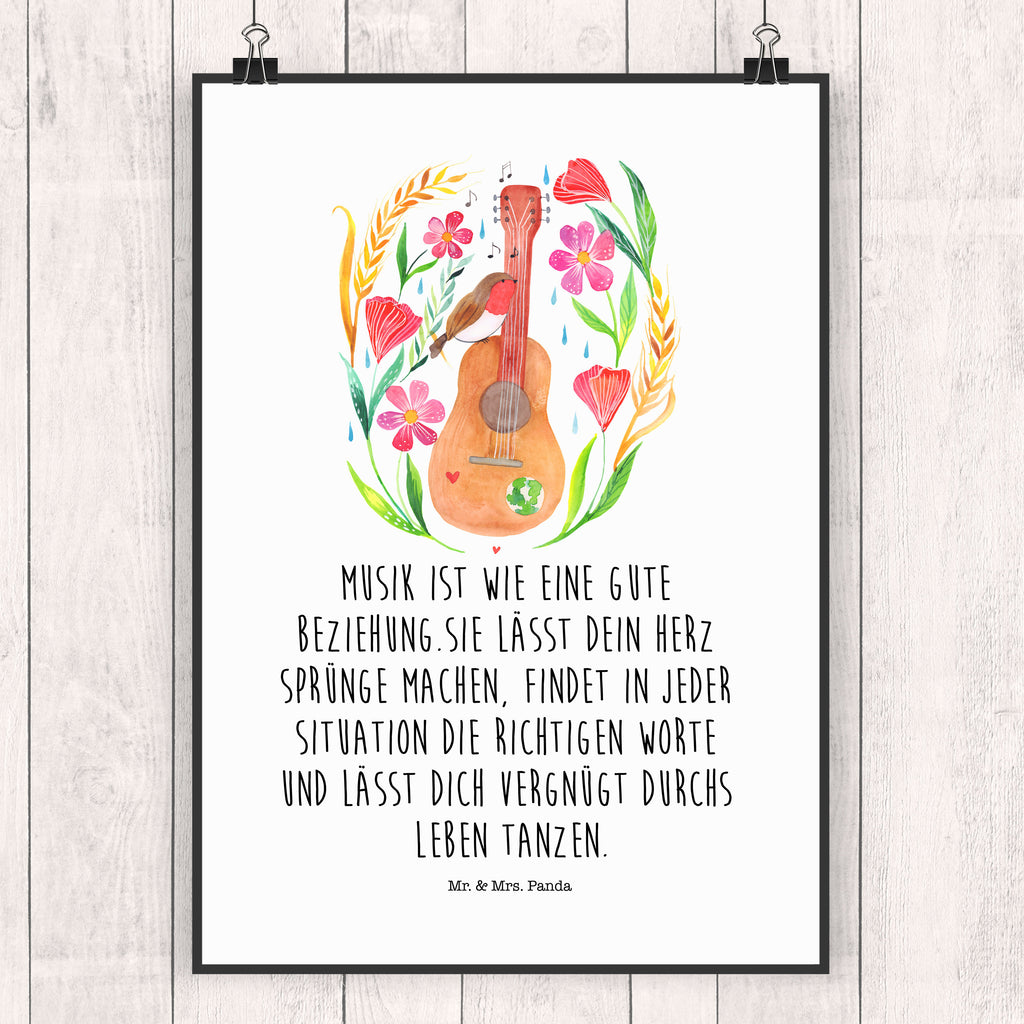 Poster Rotkehlchen Gitarre Gitarre, Musiker, Musik, Sänger, Sängerin, Songs, Lebensgefühl Poster, Wandposter, Bild, Wanddeko, Küchenposter, Kinderposter, Wanddeko Bild, Raumdekoration, Wanddekoration, Handgemaltes Poster, Mr. & Mrs. Panda Poster, Designposter, Kunstdruck, Posterdruck  Blumen Deko, Frühlings Deko, Sommer Deko, Dekoration, positive Botschaft, Naturliebhaber, Outdoor, Natur, Abenteuer
