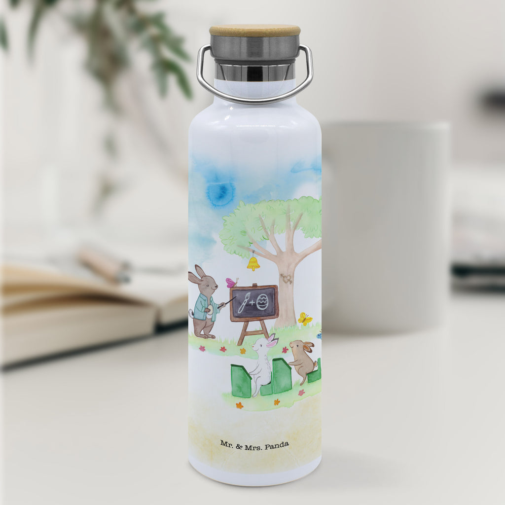 Trinkflasche Osterhasenschule Thermosflasche, Isolierflasche, Edelstahl, Trinkflasche, 0, 75 l, isoliert, Wamrhaltefunktion, Sportflasch, Flasche zum Sport, Sportlerflasche, Ostern, Osterhase, Ostergeschenke, Osternest, Osterdeko, Geschenk zu Ostern