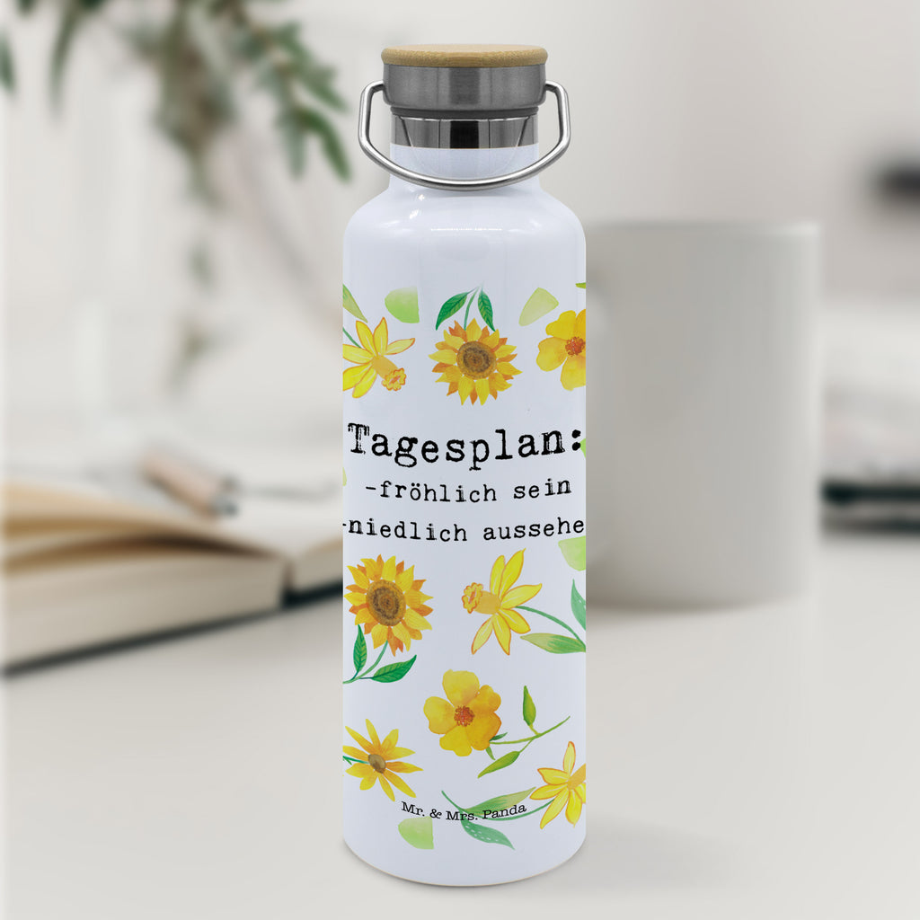 Trinkflasche Tagesplan Thermosflasche, Isolierflasche, Edelstahl, Trinkflasche, 0, 75 l, isoliert, Wamrhaltefunktion, Sportflasch, Flasche zum Sport, Sportlerflasche, Blumen Deko, Frühlings Deko, Sommer Deko, Dekoration, positive Botschaft, Naturliebhaber, Outdoor, Natur, Abenteuer