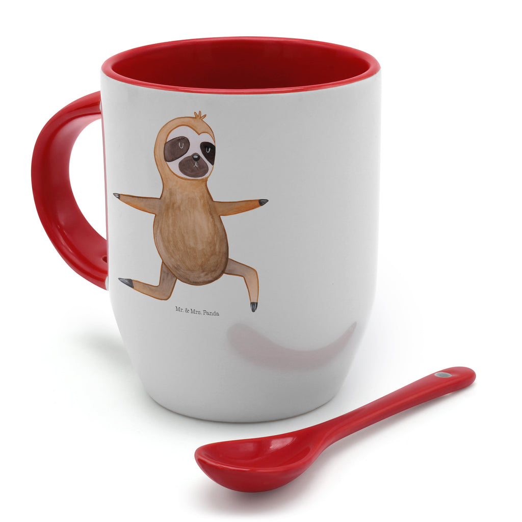 Tasse mit Löffel Faultier  Yoga Tasse, Kaffeetasse, Tassen, Tasse mit Spruch, Kaffeebecher, Tasse mit Löffel, Faultier, Faultier Geschenk, Faultier Deko, Faultiere, faul, Lieblingstier, Yoga, Namaste, Krieger, Yogaübungen, Meditation, Atmung, Gelassenheit, Entspannung