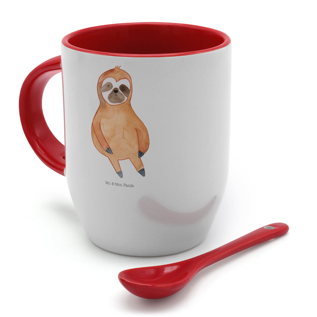 Tasse mit Löffel Faultier Zufrieden Tasse, Kaffeetasse, Tassen, Tasse mit Spruch, Kaffeebecher, Tasse mit Löffel, Faultier, Faultier Geschenk, Faultier Deko, Faultiere, faul, Lieblingstier, Pause, relaxen, Glück, glücklich, zufrieden, happy, Zufriedenheit, Gelassenheit, Ruhe, Frieden