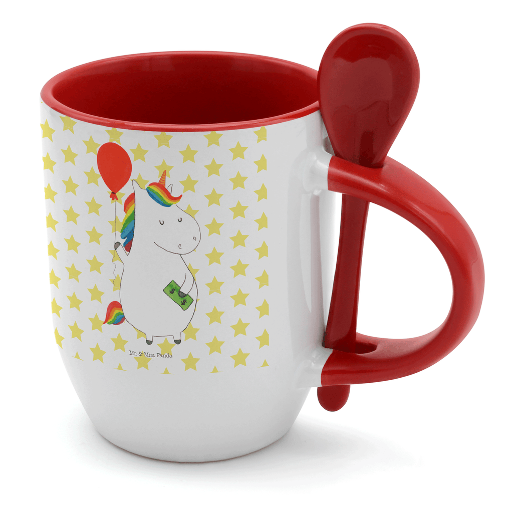 Tasse mit Löffel Einhorn Luftballon Tasse, Kaffeetasse, Tassen, Tasse mit Spruch, Kaffeebecher, Tasse mit Löffel, Einhorn, Einhörner, Einhorn Deko, Pegasus, Unicorn, Luftballon, Geld, Lebenslust, Freude, Geschenk, Freundin