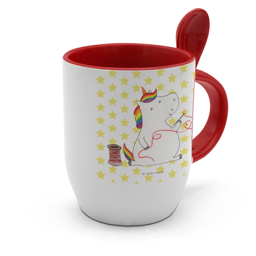Tasse mit Löffel Einhorn Näherin Tasse, Kaffeetasse, Tassen, Tasse mit Spruch, Kaffeebecher, Tasse mit Löffel, Einhorn, Einhörner, Einhorn Deko, Pegasus, Unicorn, Näherin, nähen, Mädchen, Freundin, Häkeln, Stricken, basteln, Nähzimmer