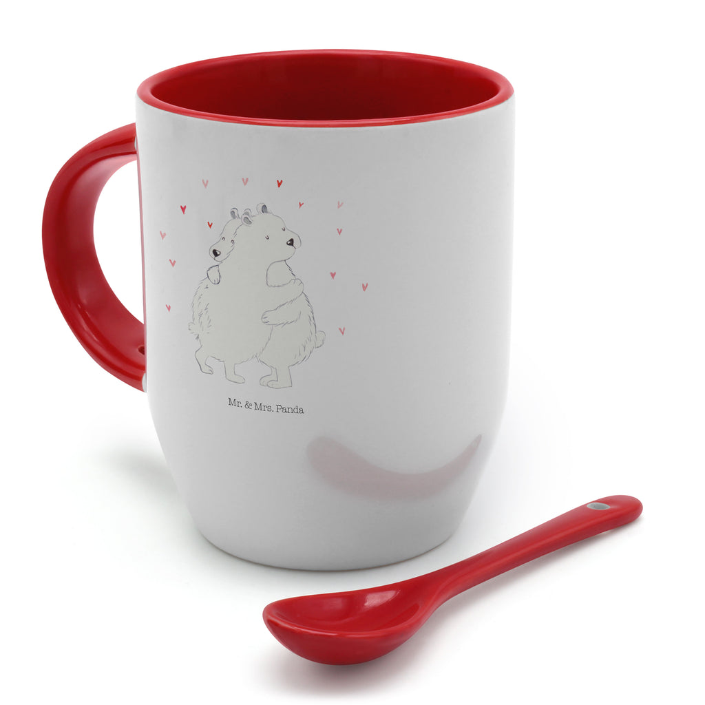 Tasse mit Löffel Eisbär Umarmen Tasse, Kaffeetasse, Tassen, Tasse mit Spruch, Kaffeebecher, Tasse mit Löffel, Tiermotive, Gute Laune, lustige Sprüche, Tiere