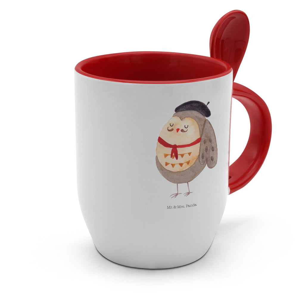 Tasse mit Löffel Eule Französisch Tasse, Kaffeetasse, Tassen, Tasse mit Spruch, Kaffeebecher, Tasse mit Löffel, Eule, Eulen, Eule Deko, Owl, hibou, La vie est belle, das Leben ist schön, Spruch schön, Spruch Französisch, Frankreich