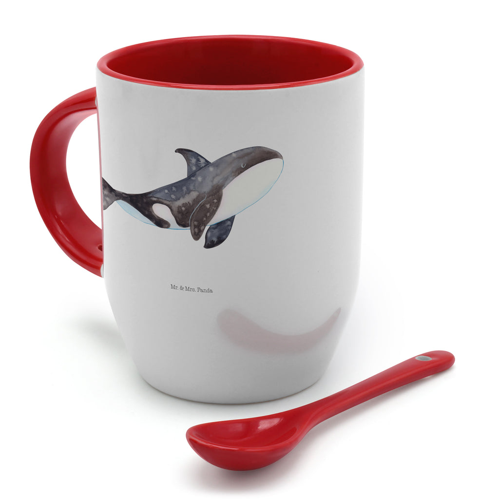 Tasse mit Löffel Orca Tasse, Kaffeetasse, Tassen, Tasse mit Spruch, Kaffeebecher, Tasse mit Löffel, Meerestiere, Meer, Urlaub, Orca, Orcas, Killerwal, Wal, Möglichkeiten, Büro, Arbeit, Motivation, Selbstliebe, Neustart, Startup