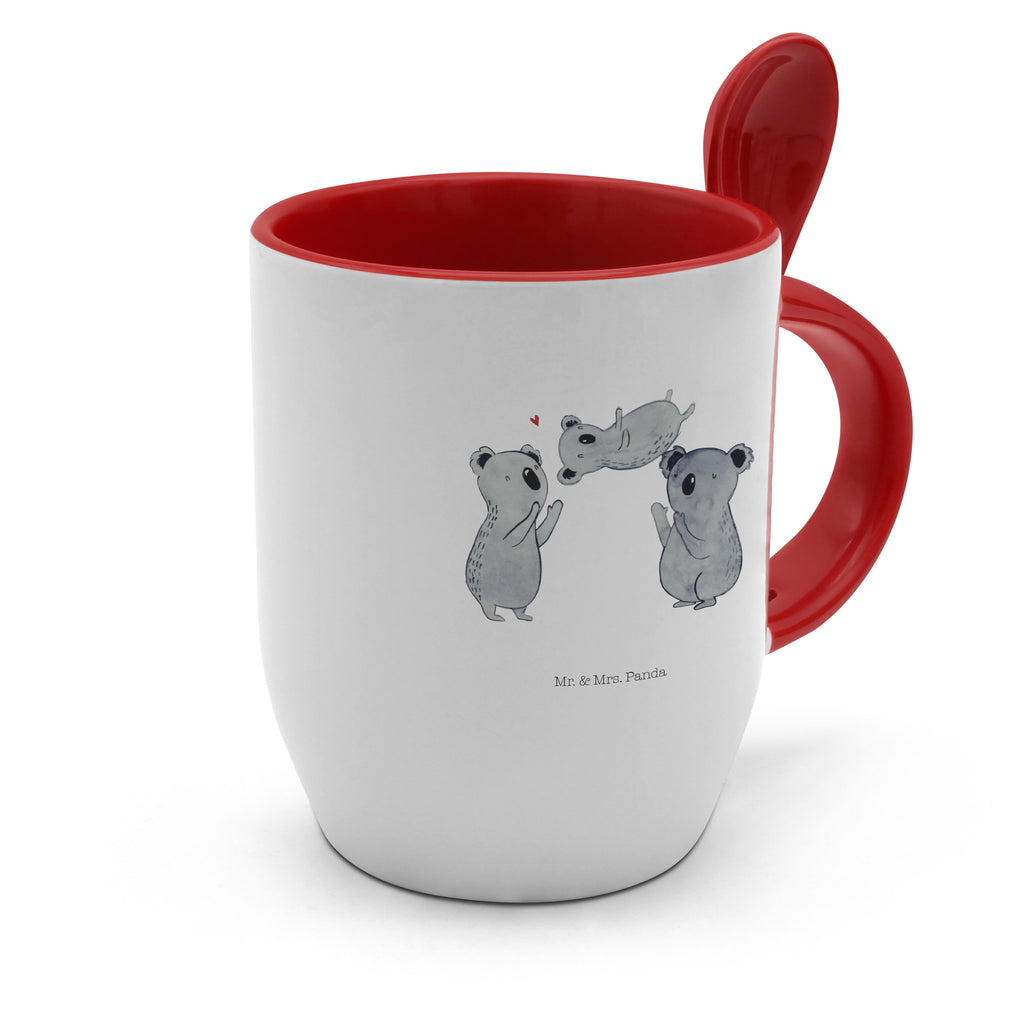 Tasse mit Löffel Koala Feiern Sich Tasse, Kaffeetasse, Tassen, Tasse mit Spruch, Kaffeebecher, Tasse mit Löffel, Geburtstag, Geburtstagsgeschenk, Geschenk, Koala, Familie, Kind, Eltern, Herz, Liebe