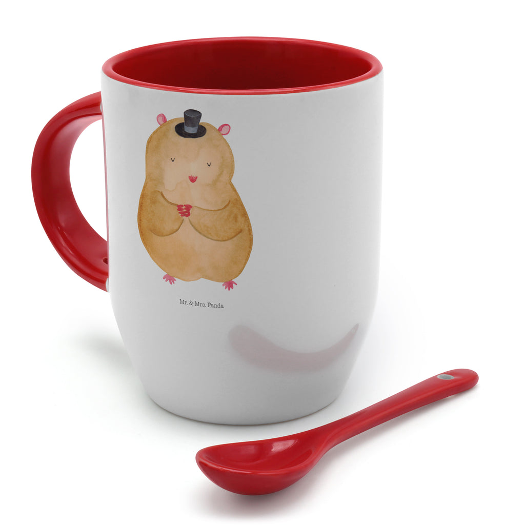 Tasse mit Löffel Hamster mit Hut Tasse, Kaffeetasse, Tassen, Tasse mit Spruch, Kaffeebecher, Tasse mit Löffel, Tiermotive, Gute Laune, lustige Sprüche, Tiere, Hamster, Hut, Magier, Zylinder, Zwerghamster, Zauberer, Houdini