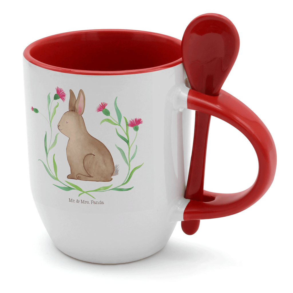 Tasse mit Löffel Hase sitzend Tasse, Kaffeetasse, Tassen, Tasse mit Spruch, Kaffeebecher, Tasse mit Löffel, Ostern, Osterhase, Ostergeschenke, Osternest, Osterdeko, Geschenk zu Ostern, Frohe Ostern, Ostergrüße, Osterblume, Liebe, Grüße, Hase, Kaninchen