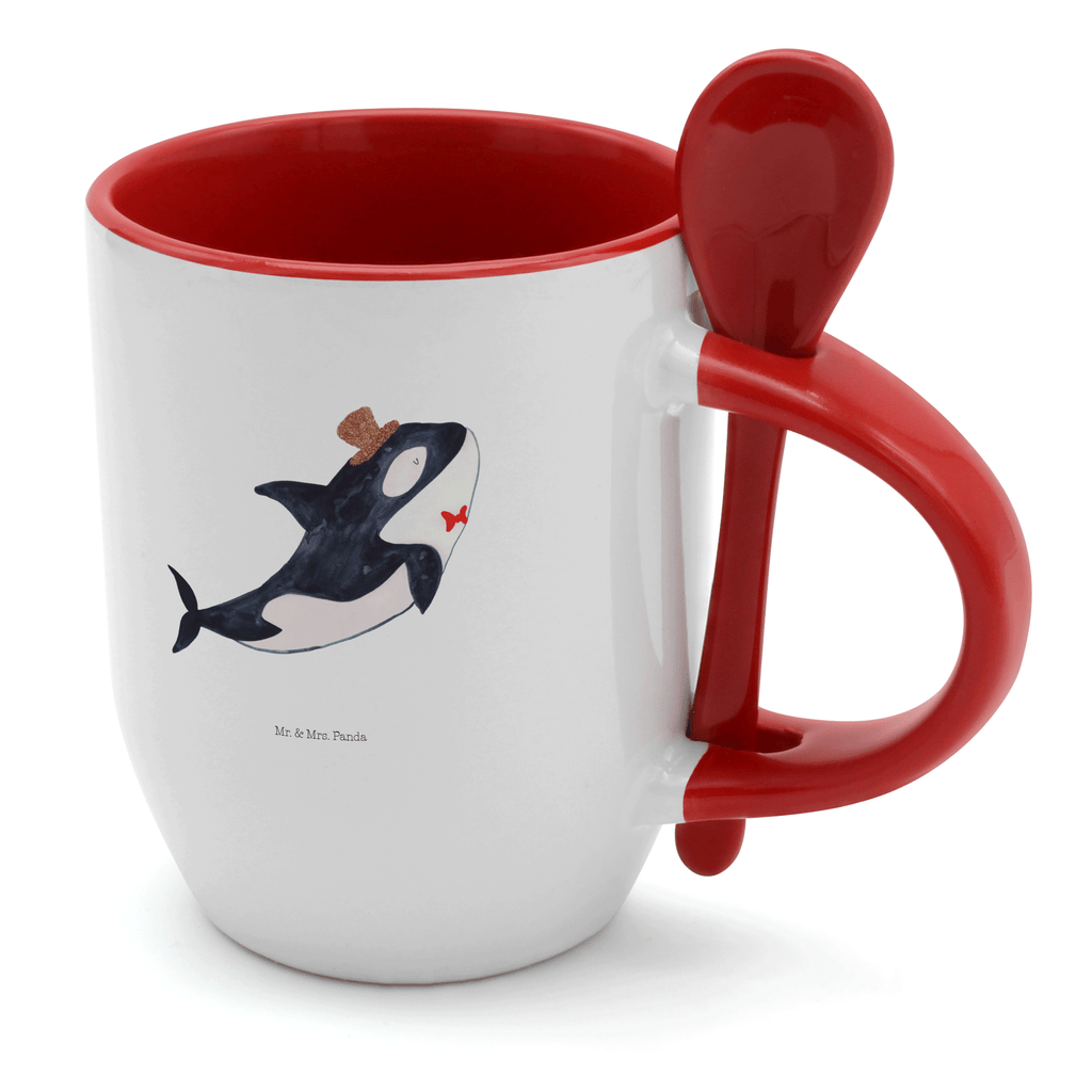 Tasse mit Löffel Orca Zylinder Tasse, Kaffeetasse, Tassen, Tasse mit Spruch, Kaffeebecher, Tasse mit Löffel, Meerestiere, Meer, Urlaub, Narwal, Glitter, Konfetti, Glitzer, Geburtstag, Feier, Fete, Fest, Glückwunsch, Orca