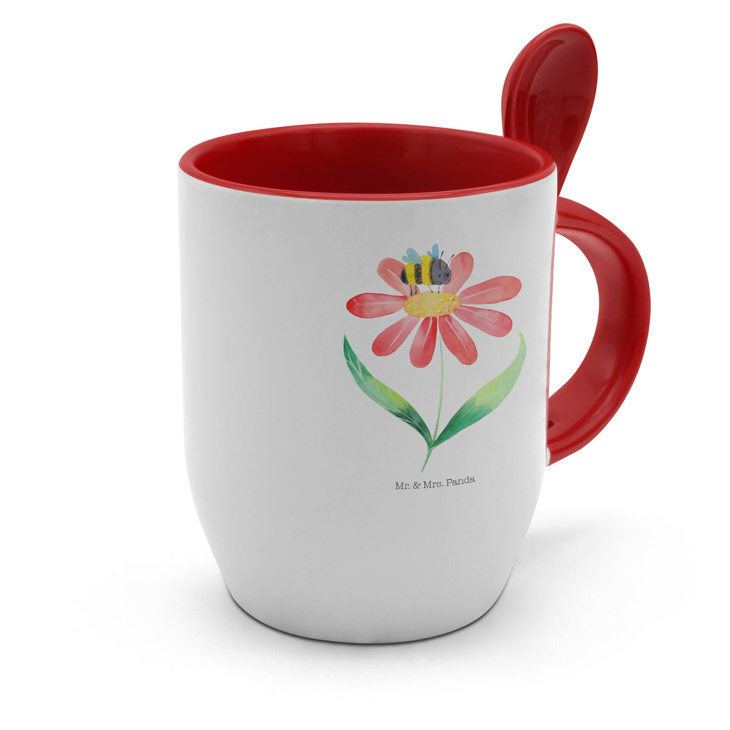 Tasse mit Löffel Hummel Blume Tasse, Kaffeetasse, Tassen, Tasse mit Spruch, Kaffeebecher, Tasse mit Löffel, Tiermotive, Gute Laune, lustige Sprüche, Tiere, Hummel, Blume, Wespe, Flauschig, Natur, Feld, Hummeln, Biene