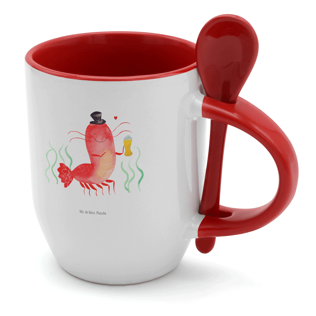 Tasse mit Löffel Hummer mit Weizen Tasse, Kaffeetasse, Tassen, Tasse mit Spruch, Kaffeebecher, Tasse mit Löffel, Meerestiere, Meer, Urlaub, Garnele, Garnelen, Bier, Kochen, Männerhaushalt, Junggeselle, Junggesellin, Bierliebhaber, Kneipe, Gasthaus, Wirtschaft