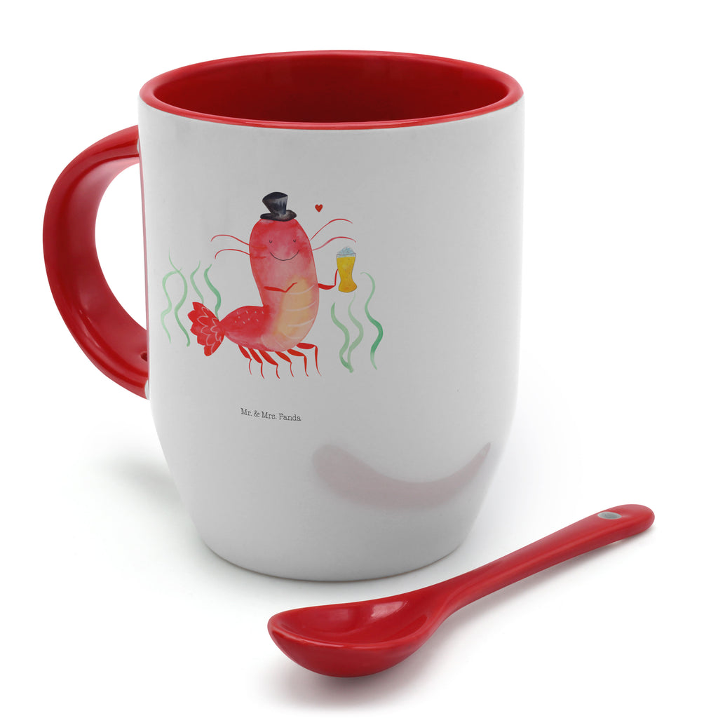 Tasse mit Löffel Hummer mit Weizen Tasse, Kaffeetasse, Tassen, Tasse mit Spruch, Kaffeebecher, Tasse mit Löffel, Meerestiere, Meer, Urlaub, Garnele, Garnelen, Bier, Kochen, Männerhaushalt, Junggeselle, Junggesellin, Bierliebhaber, Kneipe, Gasthaus, Wirtschaft