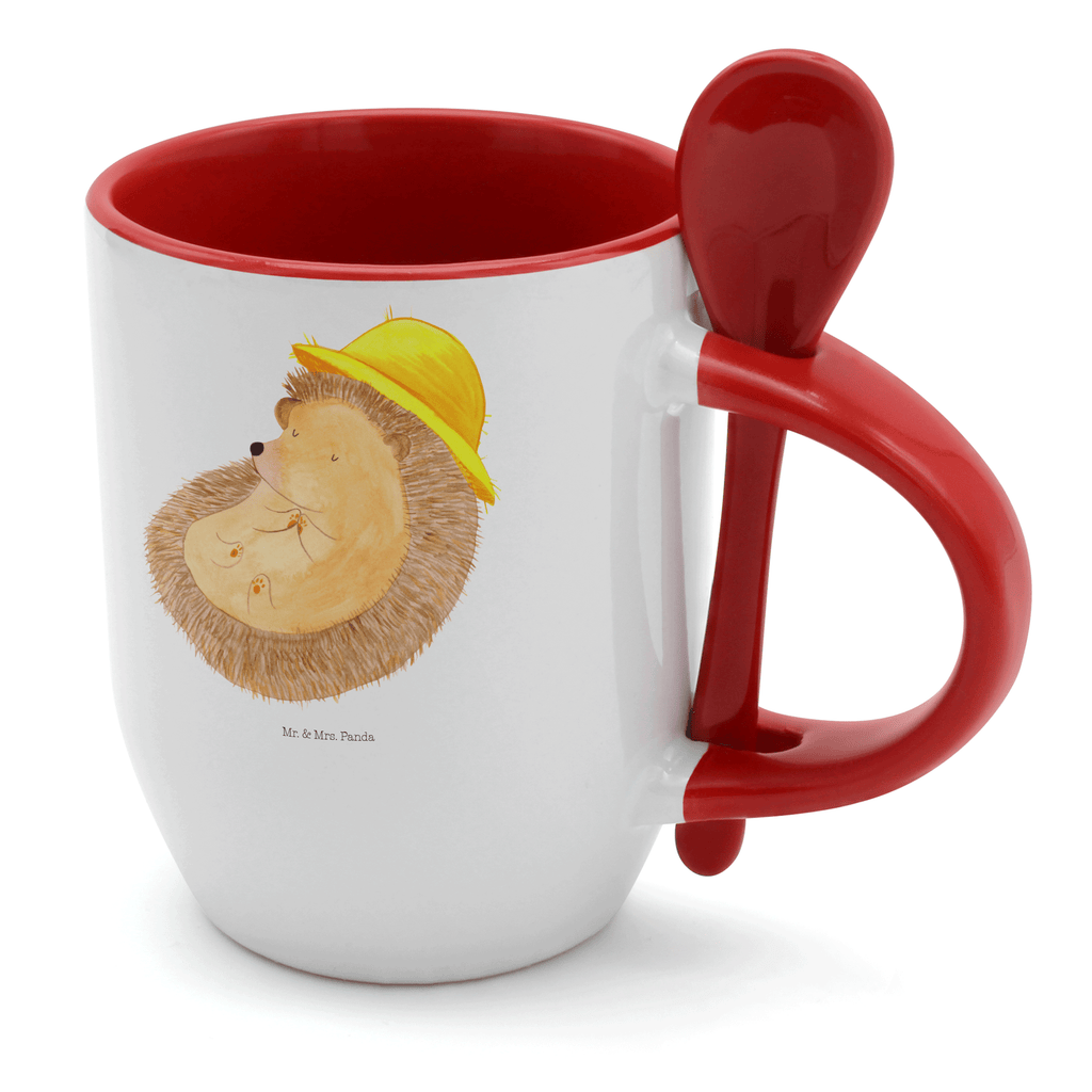 Tasse mit Löffel Igel betet Tasse, Kaffeetasse, Tassen, Tasse mit Spruch, Kaffeebecher, Tasse mit Löffel, Tiermotive, Gute Laune, lustige Sprüche, Tiere, Igel, Igel mit Hut, Sonnenhut, Gott, Amen, beten, Leben, Dankbarkeit, Dankbar sein, dankbar, genießen