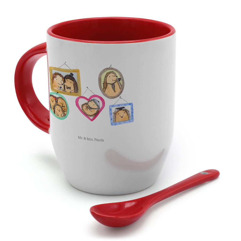 Tasse mit Löffel Igel Familie Tasse, Kaffeetasse, Tassen, Tasse mit Spruch, Kaffeebecher, Tasse mit Löffel, Familie, Vatertag, Muttertag, Bruder, Schwester, Mama, Papa, Oma, Opa, Liebe, Igel, Bilder, Zusammenhalt, Glück