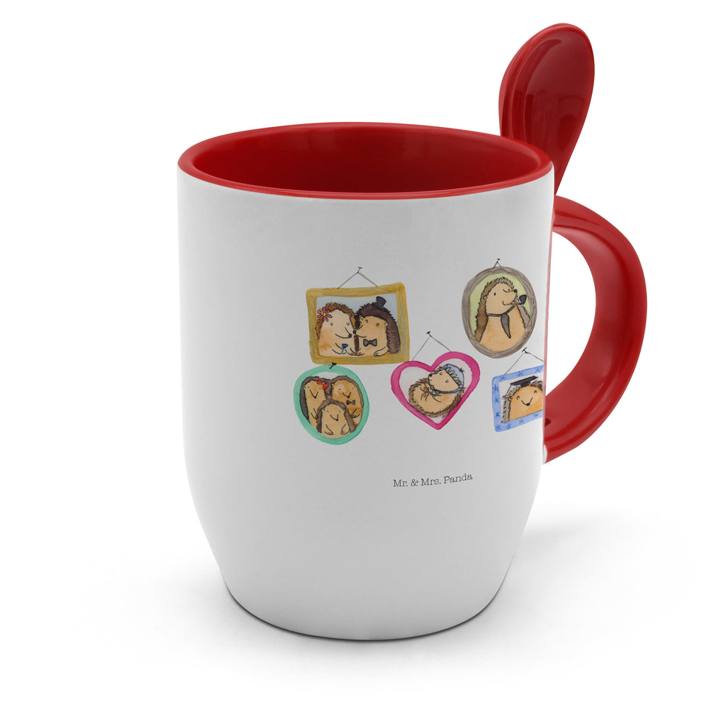 Tasse mit Löffel Igel Familie Tasse, Kaffeetasse, Tassen, Tasse mit Spruch, Kaffeebecher, Tasse mit Löffel, Familie, Vatertag, Muttertag, Bruder, Schwester, Mama, Papa, Oma, Opa, Liebe, Igel, Bilder, Zusammenhalt, Glück