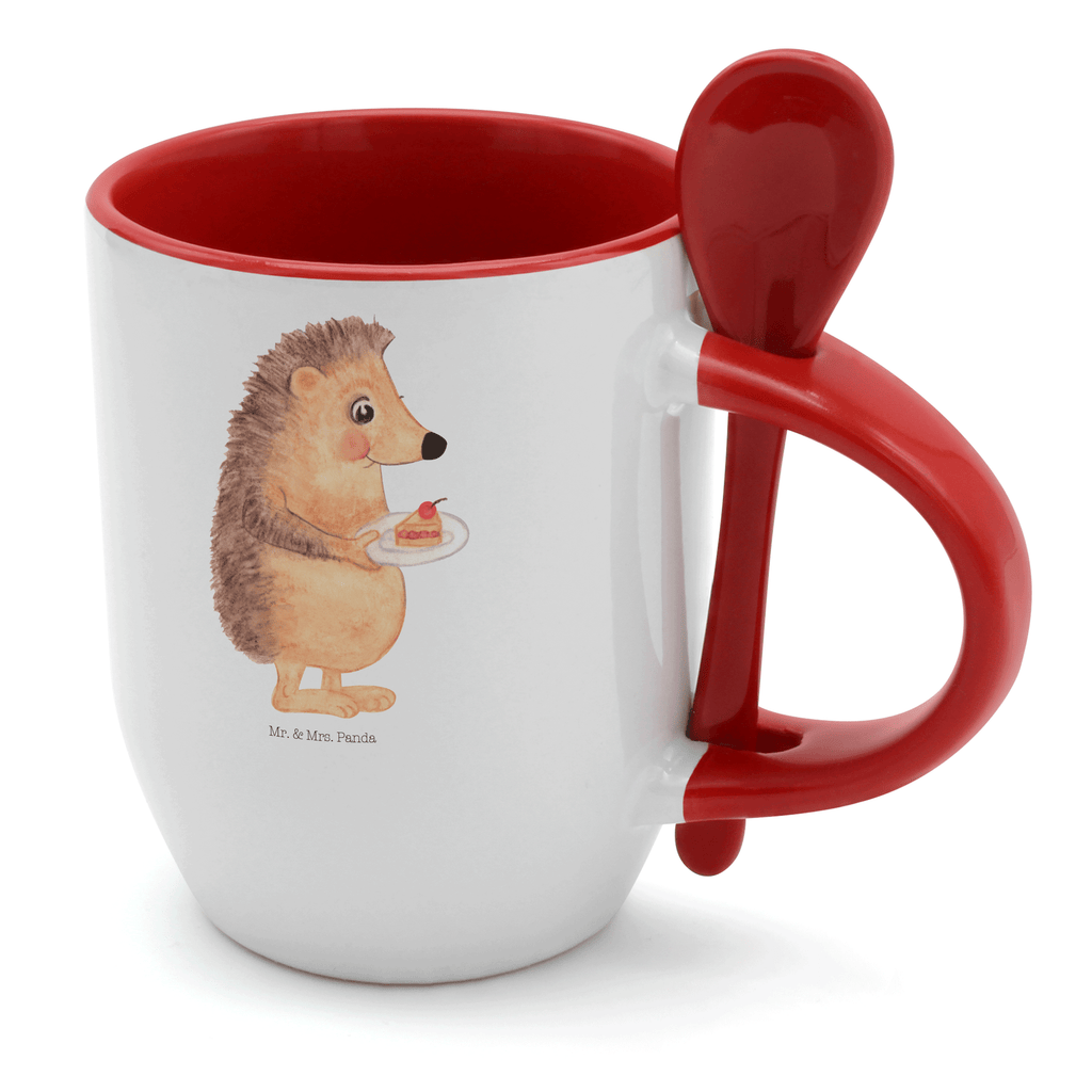 Tasse mit Löffel Igel mit Kuchenstück Tasse, Kaffeetasse, Tassen, Tasse mit Spruch, Kaffeebecher, Tasse mit Löffel, Tiermotive, Gute Laune, lustige Sprüche, Tiere, Igel, Essen Spruch, Kuchen, Backen Geschenk, Kuchen backen, Einladung Party, Geburtstagskuchen, Torte