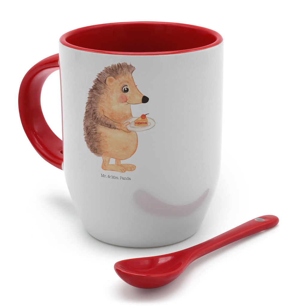 Tasse mit Löffel Igel mit Kuchenstück Tasse, Kaffeetasse, Tassen, Tasse mit Spruch, Kaffeebecher, Tasse mit Löffel, Tiermotive, Gute Laune, lustige Sprüche, Tiere, Igel, Essen Spruch, Kuchen, Backen Geschenk, Kuchen backen, Einladung Party, Geburtstagskuchen, Torte