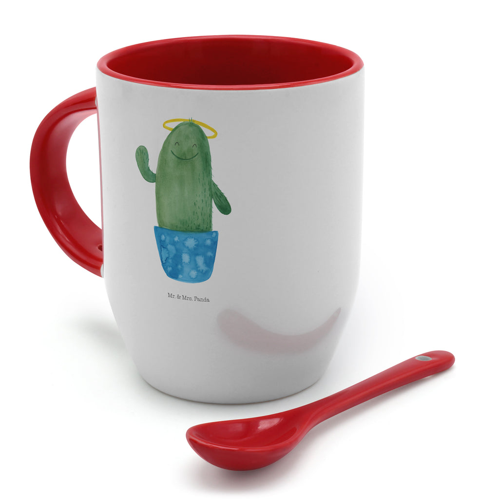 Tasse mit Löffel Kaktus Heilig Tasse, Kaffeetasse, Tassen, Tasse mit Spruch, Kaffeebecher, Tasse mit Löffel, Kaktus, Kakteen, frech, lustig, Kind, Eltern, Familie, Bruder, Schwester, Schwestern, Freundin, Heiligenschein