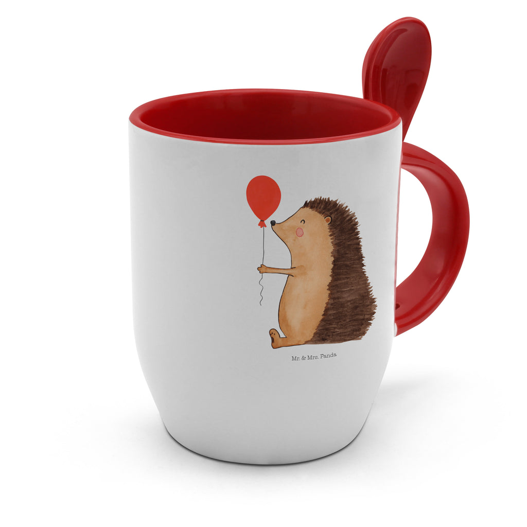 Tasse mit Löffel Igel mit Luftballon Tasse, Kaffeetasse, Tassen, Tasse mit Spruch, Kaffeebecher, Tasse mit Löffel, Tiermotive, Gute Laune, lustige Sprüche, Tiere, Igel, Geburtstag, Herzlichen Glückwunsch, Glückwunsch, Geburtstagskind, Ballon, Happy Birthday