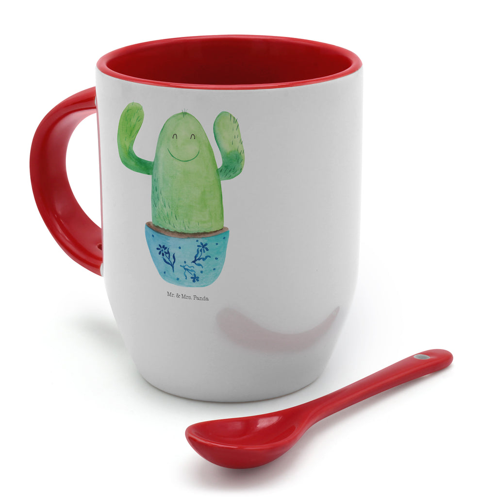 Tasse mit Löffel Kaktus Happy Tasse, Kaffeetasse, Tassen, Tasse mit Spruch, Kaffeebecher, Tasse mit Löffel, Kaktus, Kakteen, Motivation, Spruch, lustig, Kindersicherung, Neustart, Büro, Büroalltag, Kollege, Kollegin, Freundin, Mutter, Familie, Ausbildung