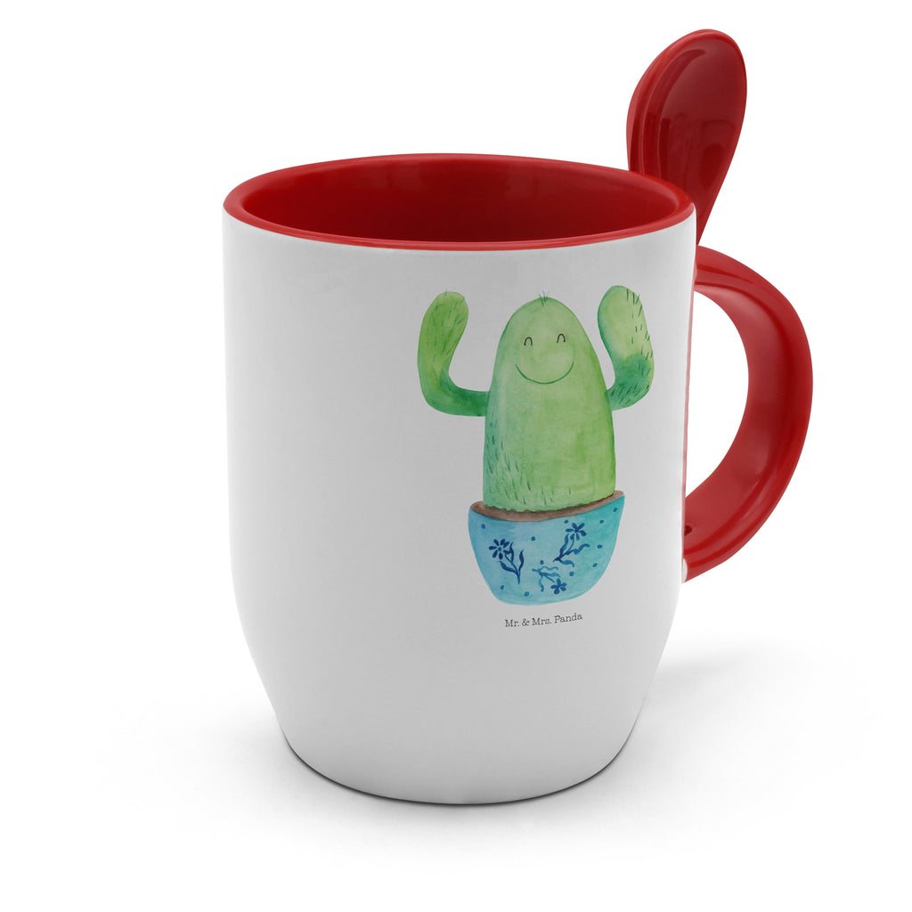 Tasse mit Löffel Kaktus Happy Tasse, Kaffeetasse, Tassen, Tasse mit Spruch, Kaffeebecher, Tasse mit Löffel, Kaktus, Kakteen, Motivation, Spruch, lustig, Kindersicherung, Neustart, Büro, Büroalltag, Kollege, Kollegin, Freundin, Mutter, Familie, Ausbildung