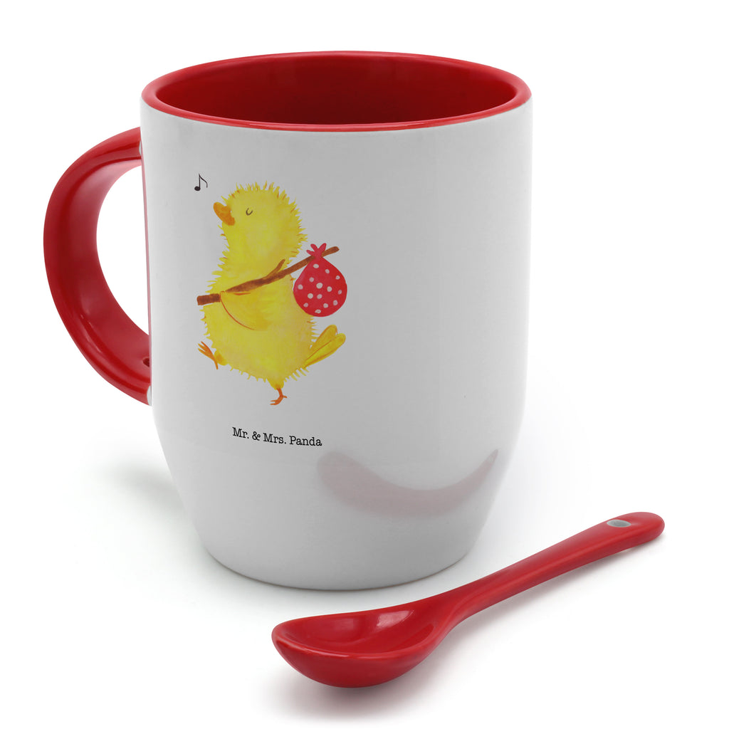 Tasse mit Löffel Küken Wanderer Tasse, Kaffeetasse, Tassen, Tasse mit Spruch, Kaffeebecher, Tasse mit Löffel, Ostern, Osterhase, Ostergeschenke, Osternest, Osterdeko, Geschenk zu Ostern, Küken, Osterei, Ostereier, Ei, Frühlingsgefühle, Freude, Grüße, liebe Grüße, Frohe Ostern, Ostergrüße, Flausen, Wunder, Reisen, Weltenbummler, Zeit, Zeitmanagement, Backpacker