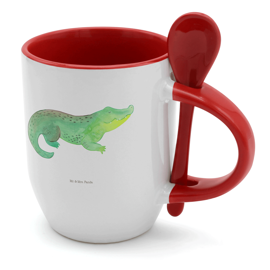 Tasse mit Löffel Krokodil Tasse, Kaffeetasse, Tassen, Tasse mit Spruch, Kaffeebecher, Tasse mit Löffel, Meerestiere, Meer, Urlaub, Krokodil, Krokodile, verrückt sein, spontan sein, Abenteuerlust, Reiselust, Freundin, beste Freundin, Lieblingsmensch