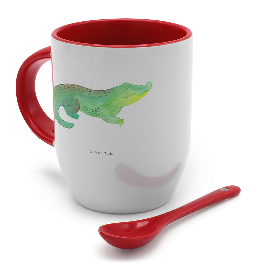 Tasse mit Löffel Krokodil Tasse, Kaffeetasse, Tassen, Tasse mit Spruch, Kaffeebecher, Tasse mit Löffel, Meerestiere, Meer, Urlaub, Krokodil, Krokodile, verrückt sein, spontan sein, Abenteuerlust, Reiselust, Freundin, beste Freundin, Lieblingsmensch