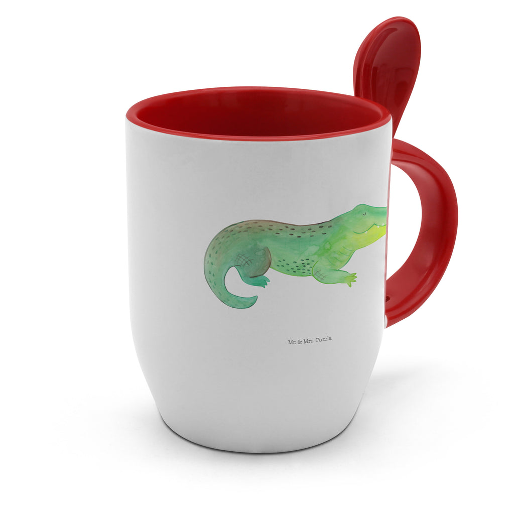 Tasse mit Löffel Krokodil Tasse, Kaffeetasse, Tassen, Tasse mit Spruch, Kaffeebecher, Tasse mit Löffel, Meerestiere, Meer, Urlaub, Krokodil, Krokodile, verrückt sein, spontan sein, Abenteuerlust, Reiselust, Freundin, beste Freundin, Lieblingsmensch