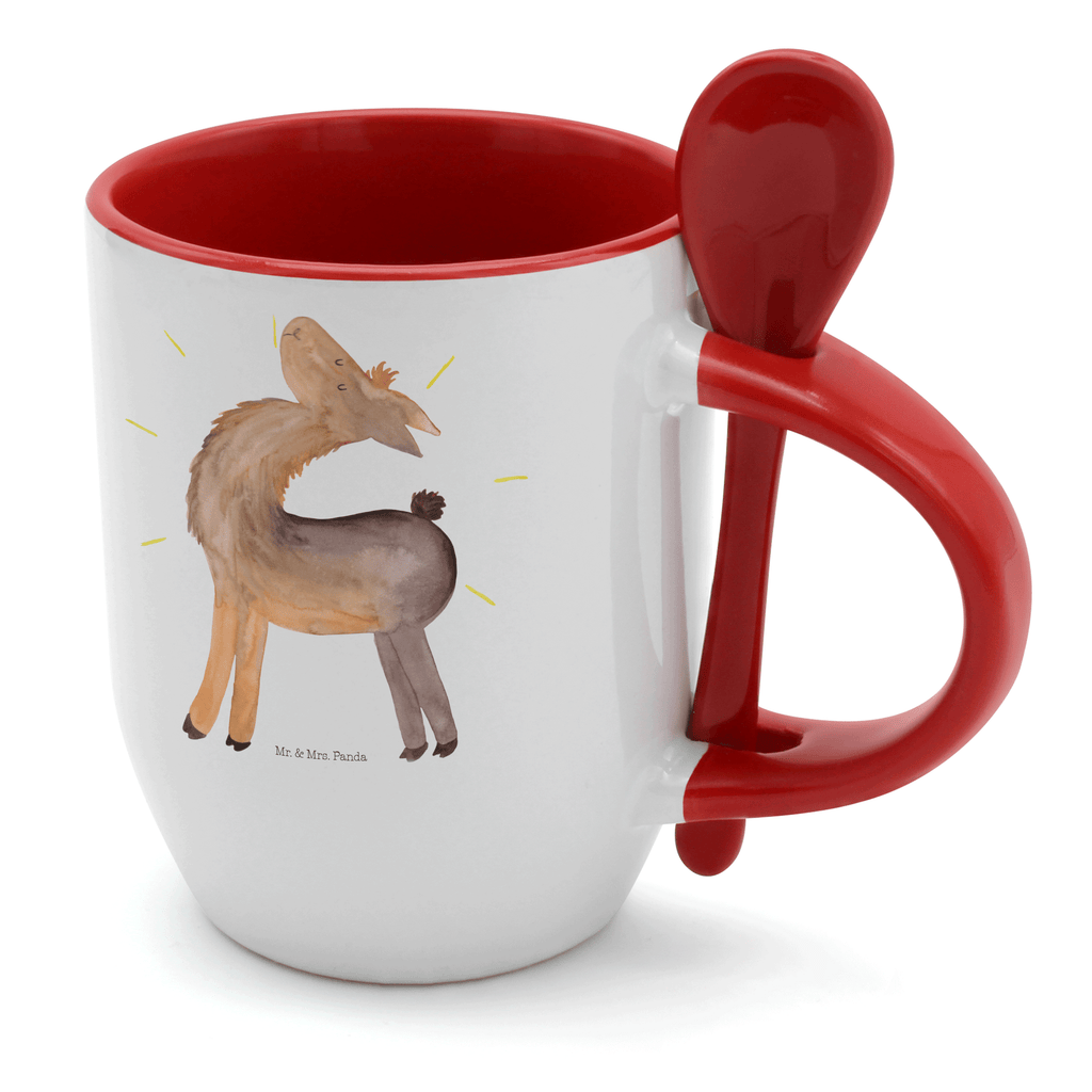 Tasse mit Löffel Lama stolz Tasse, Kaffeetasse, Tassen, Tasse mit Spruch, Kaffeebecher, Tasse mit Löffel, Lama, Alpaka, Lamas, Außenseiter, Anders, Neustart, stolz, Hippie, Freundin, Freundinnen, beste Freundin, Kumpel, Familie, Family