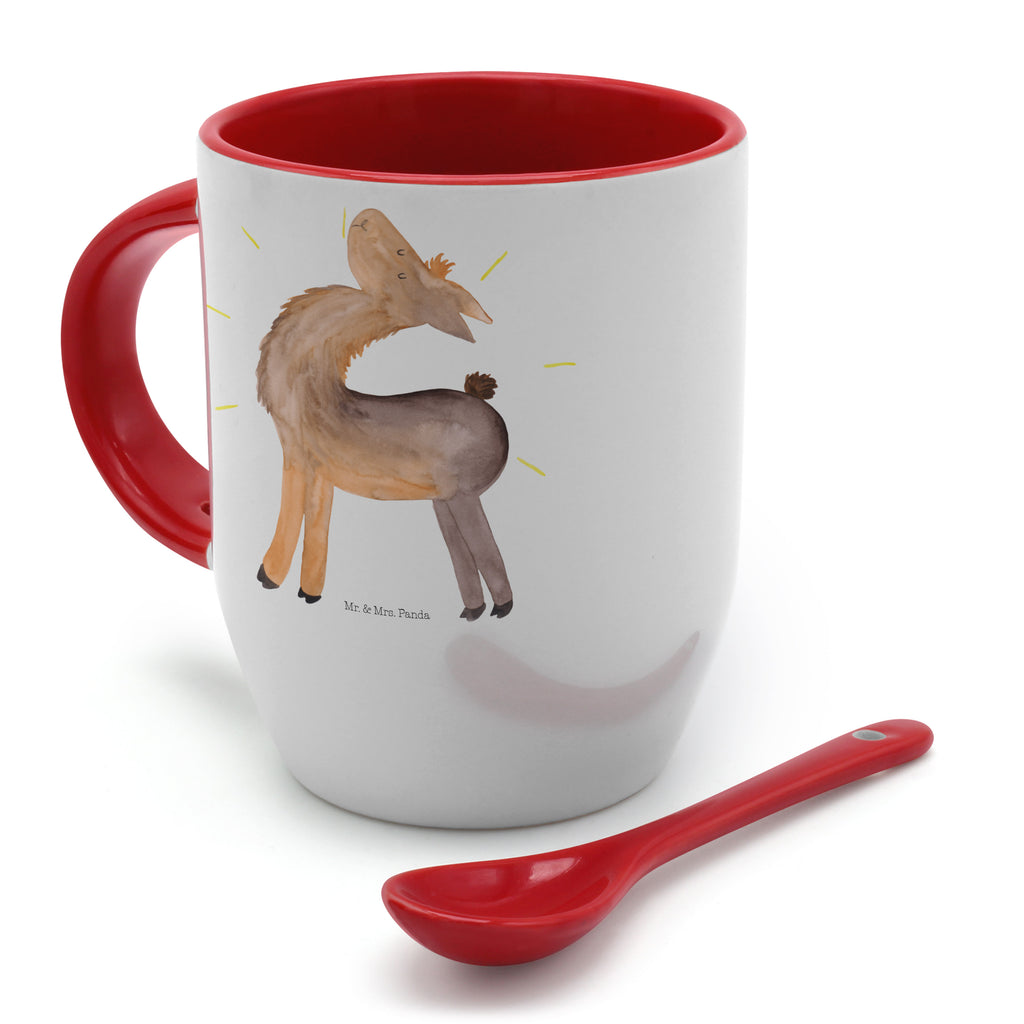 Tasse mit Löffel Lama stolz Tasse, Kaffeetasse, Tassen, Tasse mit Spruch, Kaffeebecher, Tasse mit Löffel, Lama, Alpaka, Lamas, Außenseiter, Anders, Neustart, stolz, Hippie, Freundin, Freundinnen, beste Freundin, Kumpel, Familie, Family
