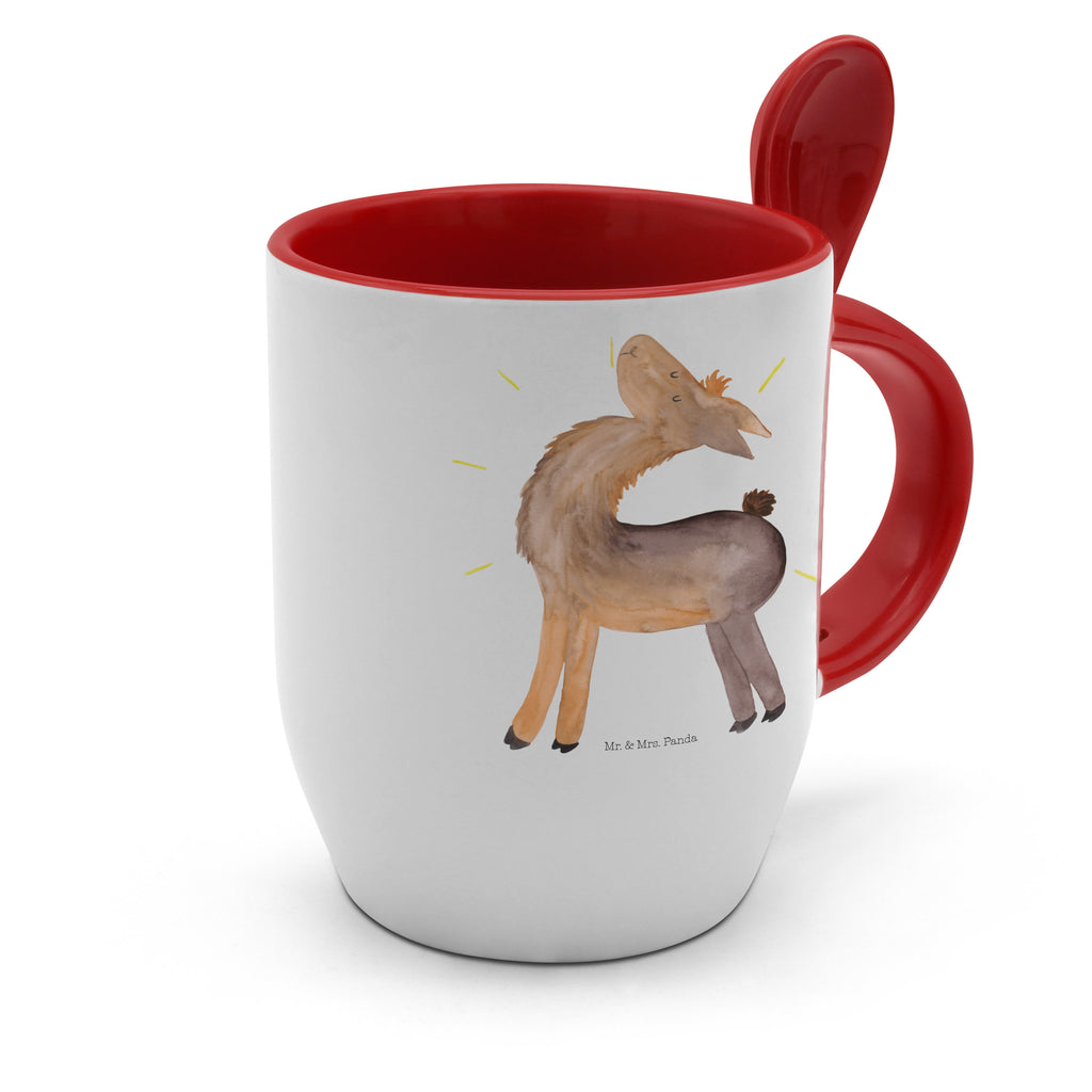 Tasse mit Löffel Lama stolz Tasse, Kaffeetasse, Tassen, Tasse mit Spruch, Kaffeebecher, Tasse mit Löffel, Lama, Alpaka, Lamas, Außenseiter, Anders, Neustart, stolz, Hippie, Freundin, Freundinnen, beste Freundin, Kumpel, Familie, Family