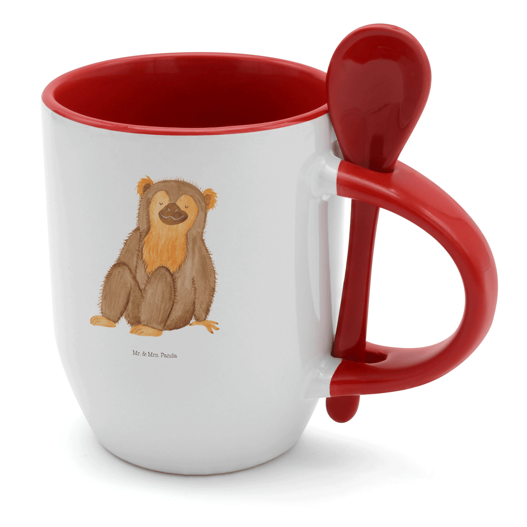 Tasse mit Löffel Affe Tasse, Kaffeetasse, Tassen, Tasse mit Spruch, Kaffeebecher, Tasse mit Löffel, Afrika, Wildtiere, Affe, Äffchen, Affen, Selbstliebe, Respekt, Motivation, Selbstachtung, Liebe, Selbstbewusstsein, Selfcare