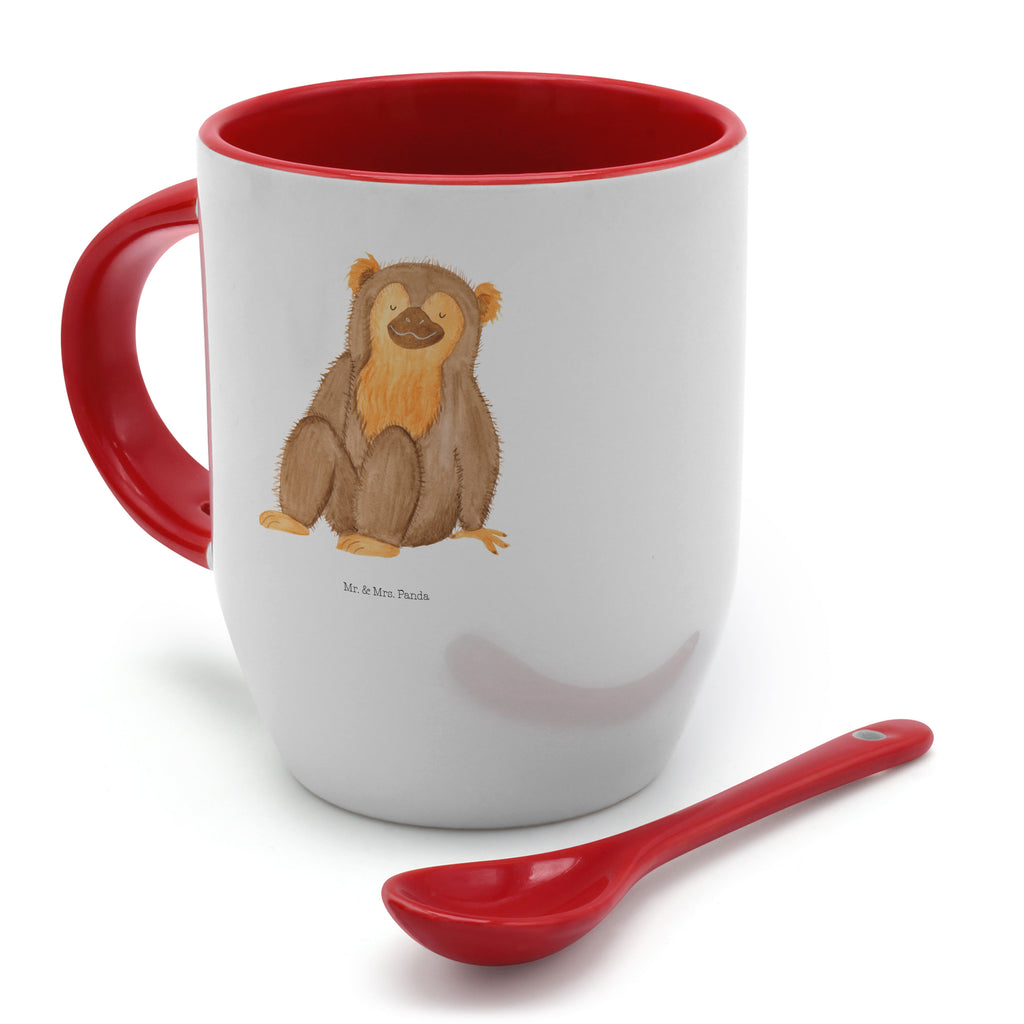 Tasse mit Löffel Affe Tasse, Kaffeetasse, Tassen, Tasse mit Spruch, Kaffeebecher, Tasse mit Löffel, Afrika, Wildtiere, Affe, Äffchen, Affen, Selbstliebe, Respekt, Motivation, Selbstachtung, Liebe, Selbstbewusstsein, Selfcare