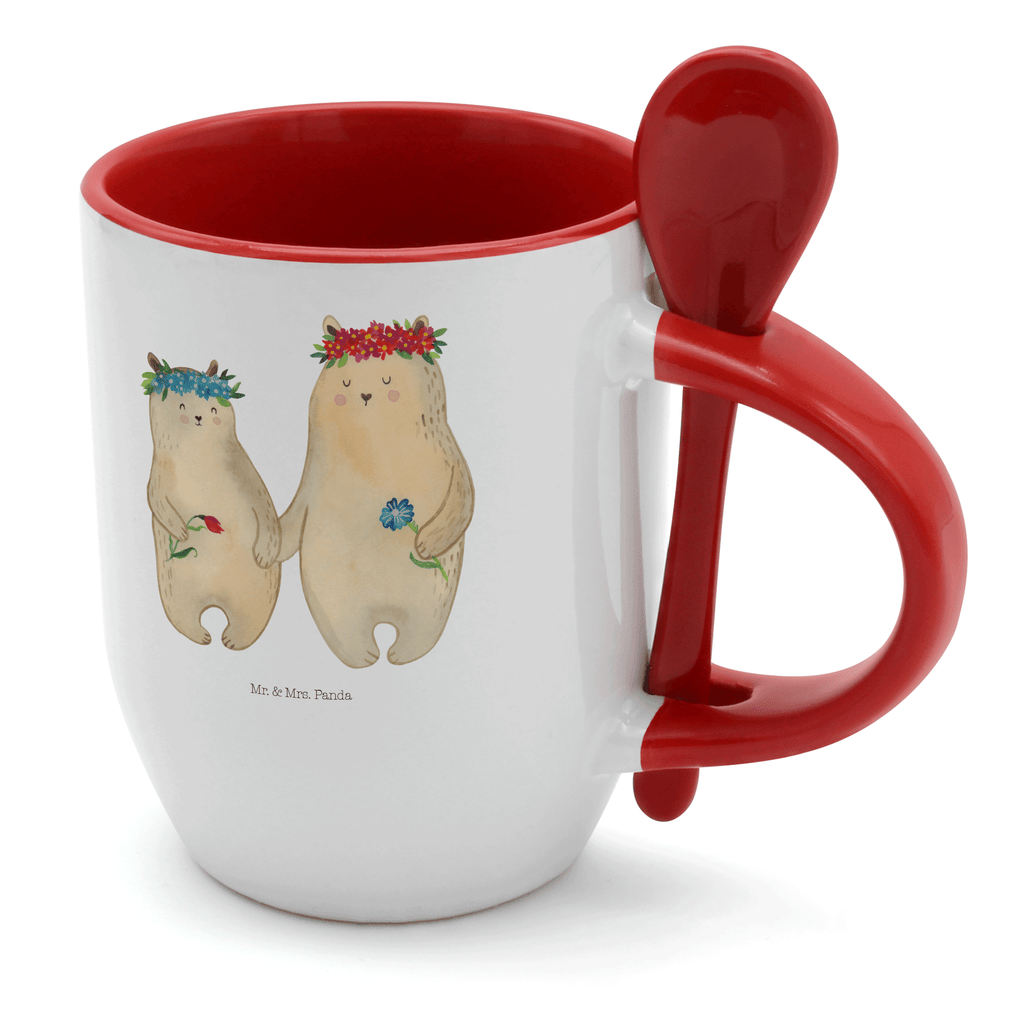Tasse mit Löffel Bären mit Blumenkranz Tasse, Kaffeetasse, Tassen, Tasse mit Spruch, Kaffeebecher, Tasse mit Löffel, Familie, Vatertag, Muttertag, Bruder, Schwester, Mama, Papa, Oma, Opa, Bär, Bären, Mutter, Mutti, Mami, Lieblingsmensch, Lieblingsmama, beste Mutter, weltbeste Mama, Geschenk Mama. Muttertag, Tochter, Kind, Kinder, Töchter, Family, Vorbild