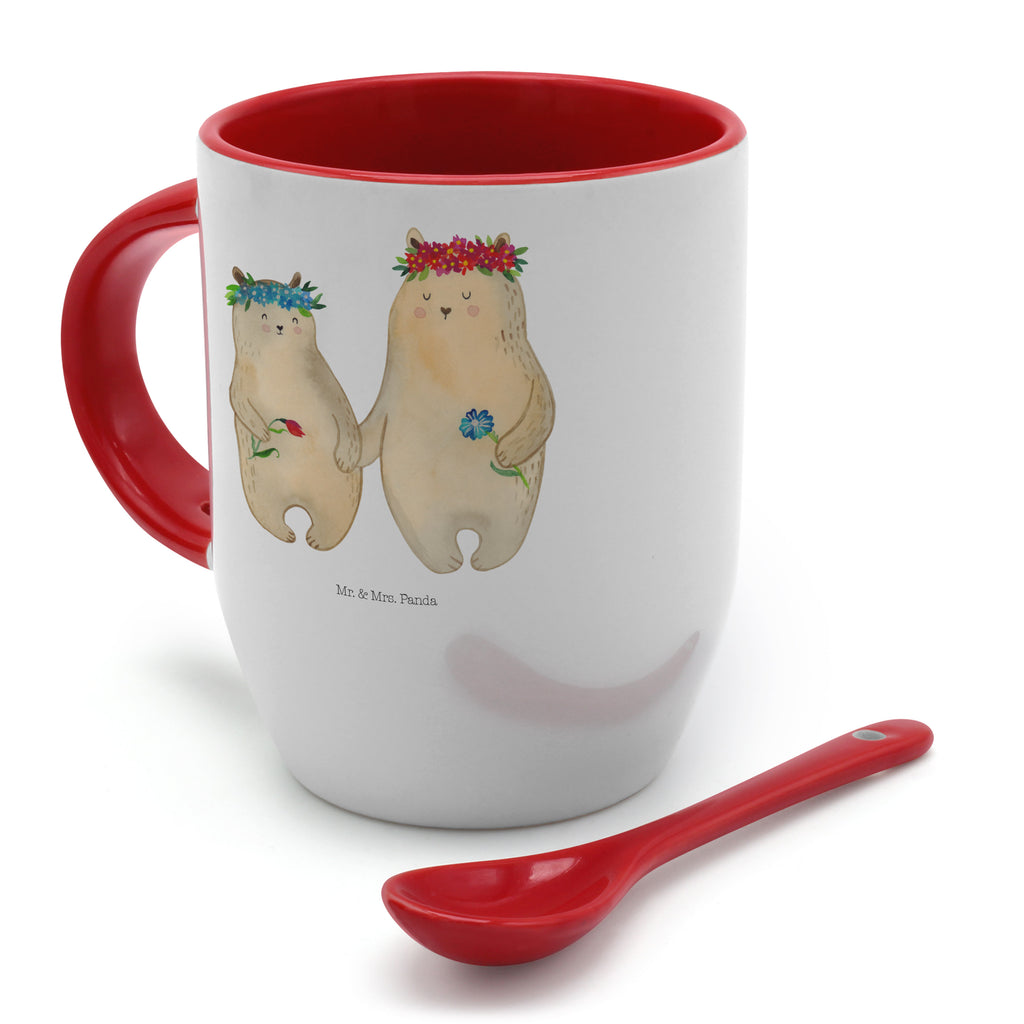 Tasse mit Löffel Bären mit Blumenkranz Tasse, Kaffeetasse, Tassen, Tasse mit Spruch, Kaffeebecher, Tasse mit Löffel, Familie, Vatertag, Muttertag, Bruder, Schwester, Mama, Papa, Oma, Opa, Bär, Bären, Mutter, Mutti, Mami, Lieblingsmensch, Lieblingsmama, beste Mutter, weltbeste Mama, Geschenk Mama. Muttertag, Tochter, Kind, Kinder, Töchter, Family, Vorbild