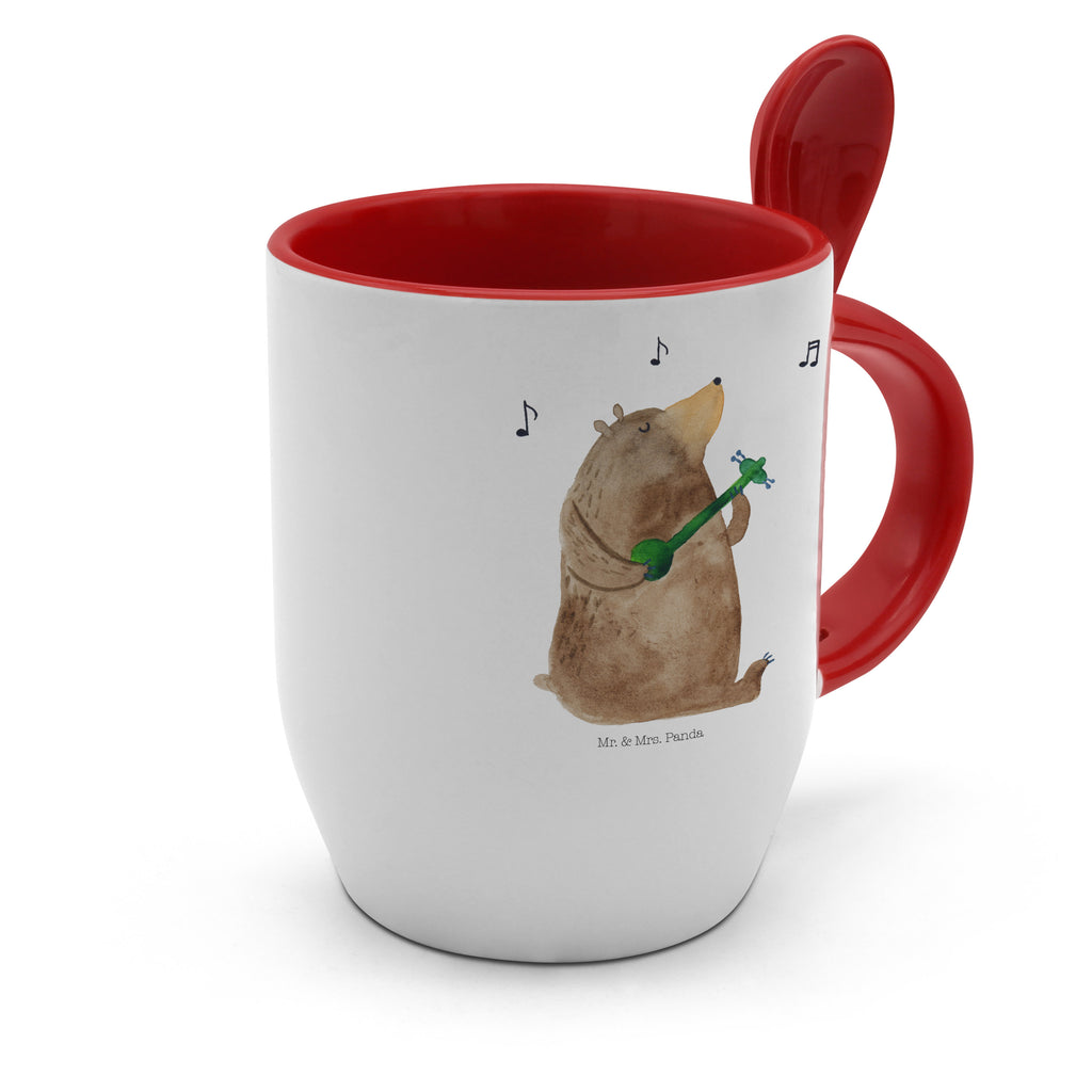 Tasse mit Löffel Bär Gitarre Tasse, Kaffeetasse, Tassen, Tasse mit Spruch, Kaffeebecher, Tasse mit Löffel, Bär, Teddy, Teddybär
