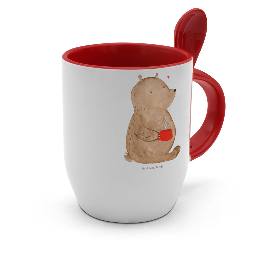 Tasse mit Löffel Bär Kaffee Tasse, Kaffeetasse, Tassen, Tasse mit Spruch, Kaffeebecher, Tasse mit Löffel, Bär, Teddy, Teddybär, Kaffee, Coffee, Bären, guten Morgen, Morgenroutine, Welt erobern, Welt retten, Motivation
