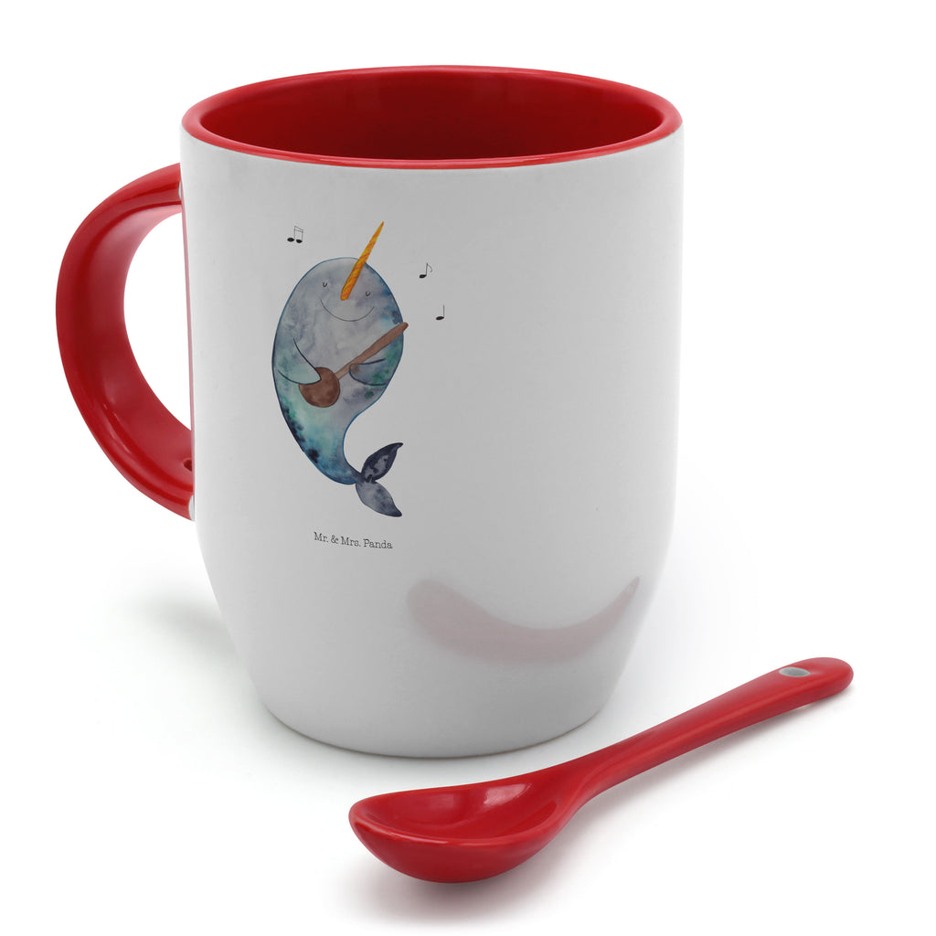 Tasse mit Löffel Narwal Gitarre Tasse, Kaffeetasse, Tassen, Tasse mit Spruch, Kaffeebecher, Tasse mit Löffel, Meerestiere, Meer, Urlaub, Narwal, Wal, Tanzen, Probleme, Problemlösung, Frust, Gespräche, Gitarre