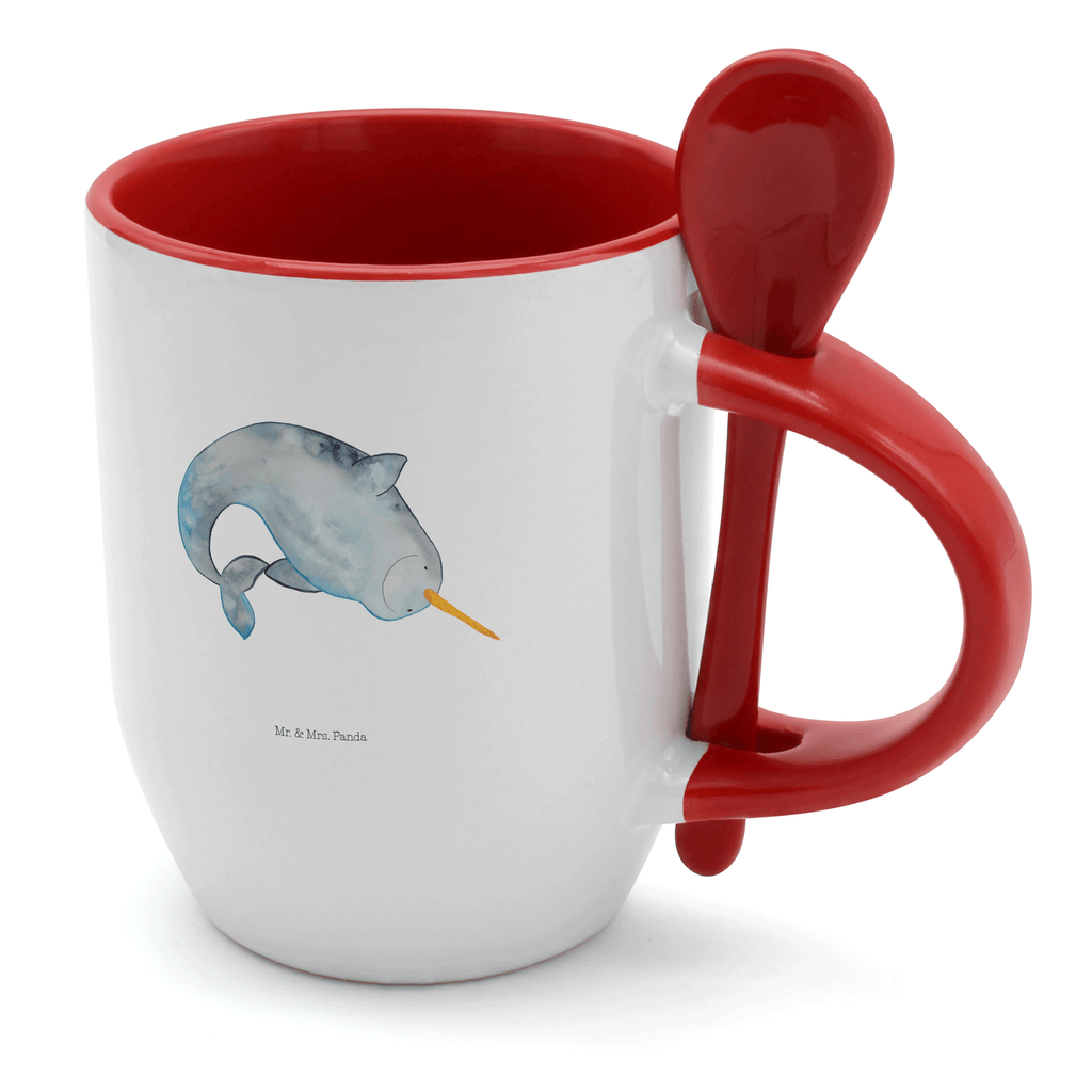 Tasse mit Löffel Narwal Tasse, Kaffeetasse, Tassen, Tasse mit Spruch, Kaffeebecher, Tasse mit Löffel, Meerestiere, Meer, Urlaub, Narwal, Wal, Putzen, Hausfrau, Junggesellin, aufräumen, Kinderzimmer