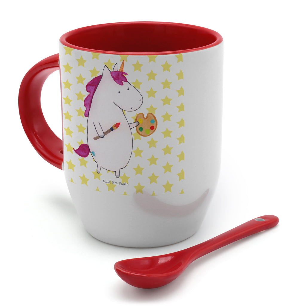 Tasse mit Löffel Einhorn Künstler Tasse, Kaffeetasse, Tassen, Tasse mit Spruch, Kaffeebecher, Tasse mit Löffel, Einhorn, Einhörner, Einhorn Deko, Pegasus, Unicorn, Englisch, Künstler, Artist, Malen, Zeichnen, Welt, Farbe, Stift, Pinsel, Geschenk, Maler