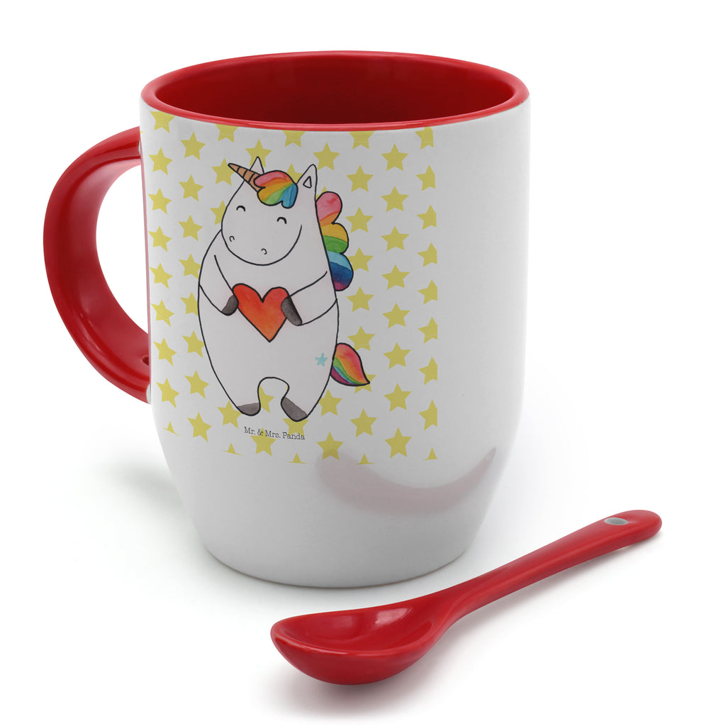 Tasse mit Löffel Einhorn Herz Tasse, Kaffeetasse, Tassen, Tasse mit Spruch, Kaffeebecher, Tasse mit Löffel, Einhorn, Einhörner, Einhorn Deko, Pegasus, Unicorn, Herz, schlimm, böse, witzig, lustig, Freundin, anders, bunt