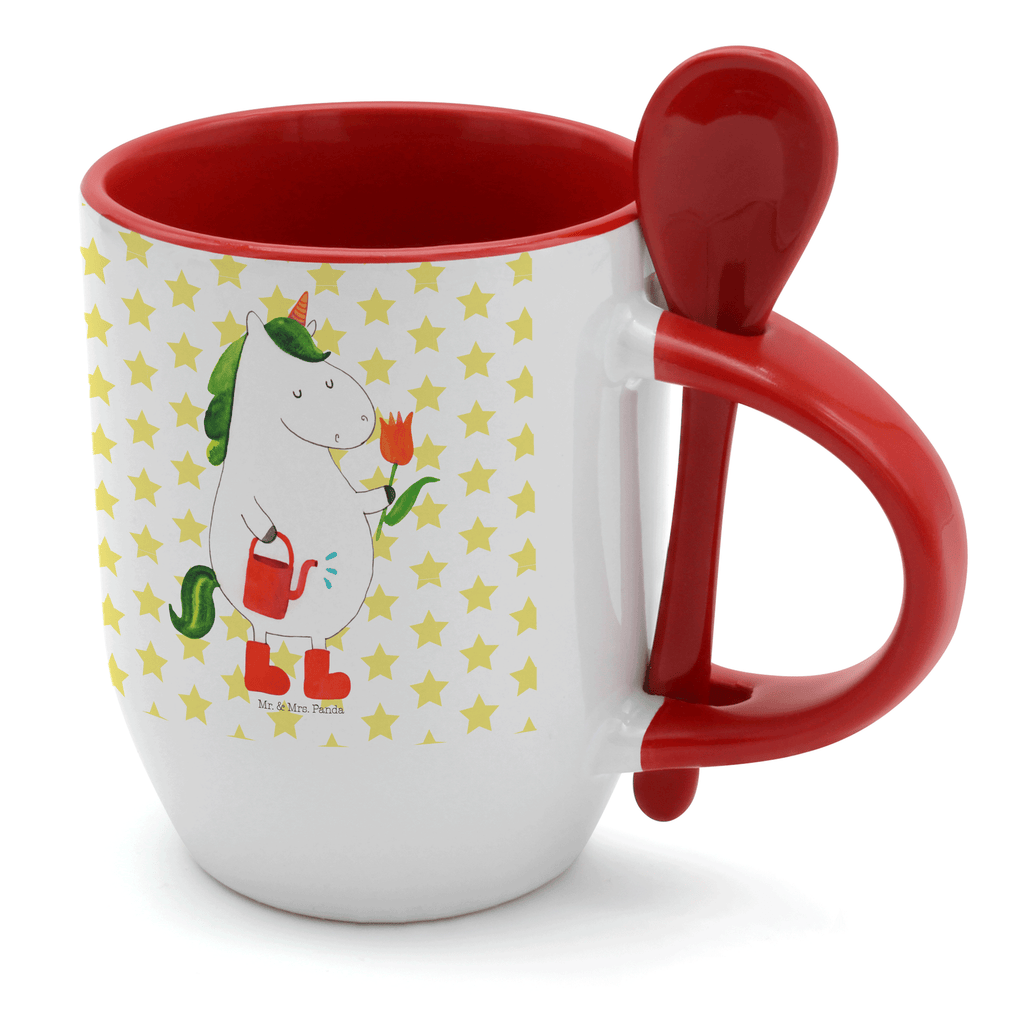 Tasse mit Löffel Einhorn Gärtner Tasse, Kaffeetasse, Tassen, Tasse mit Spruch, Kaffeebecher, Tasse mit Löffel, Einhorn, Einhörner, Einhorn Deko, Pegasus, Unicorn, Luftballon, Gießkanne, Giesskanne, Lebenslust, Freude, Blume, Freundin, Garten, Stiefel
