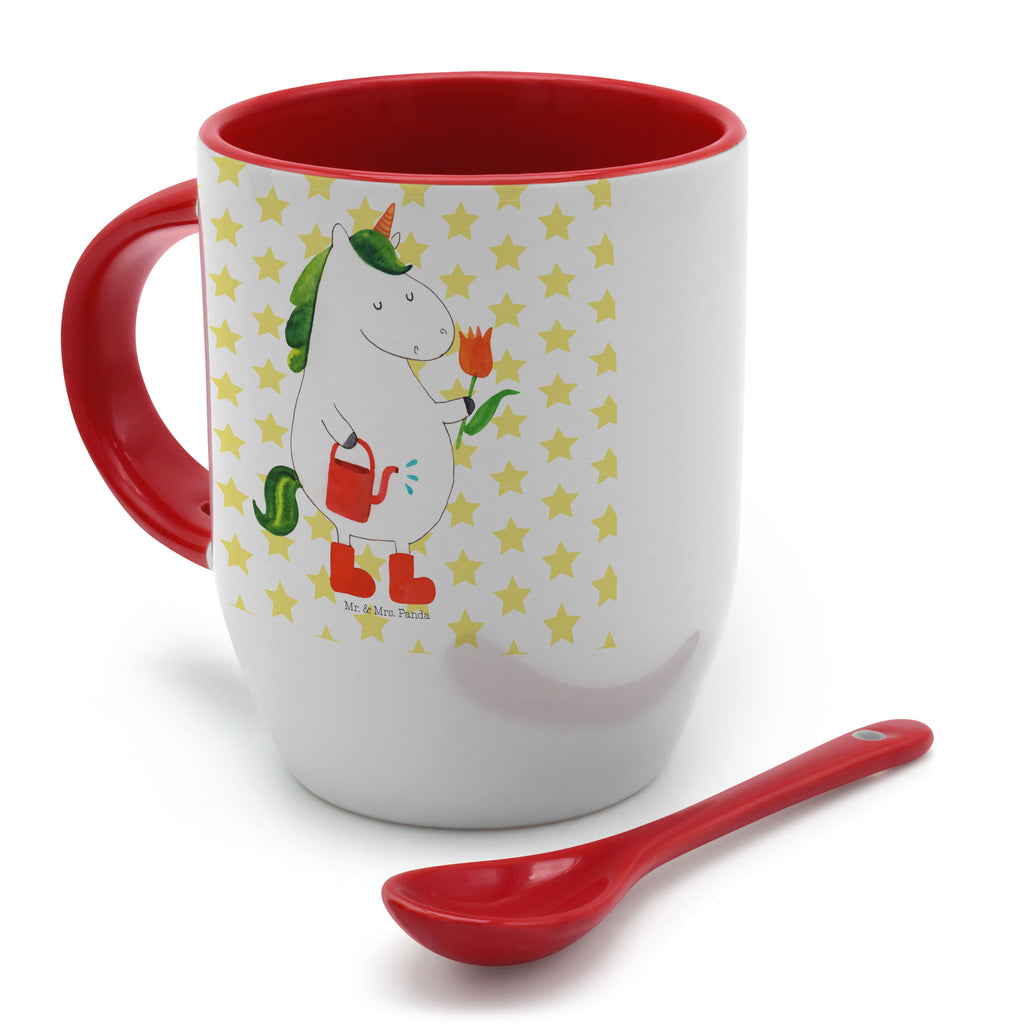 Tasse mit Löffel Einhorn Gärtner Tasse, Kaffeetasse, Tassen, Tasse mit Spruch, Kaffeebecher, Tasse mit Löffel, Einhorn, Einhörner, Einhorn Deko, Pegasus, Unicorn, Luftballon, Gießkanne, Giesskanne, Lebenslust, Freude, Blume, Freundin, Garten, Stiefel