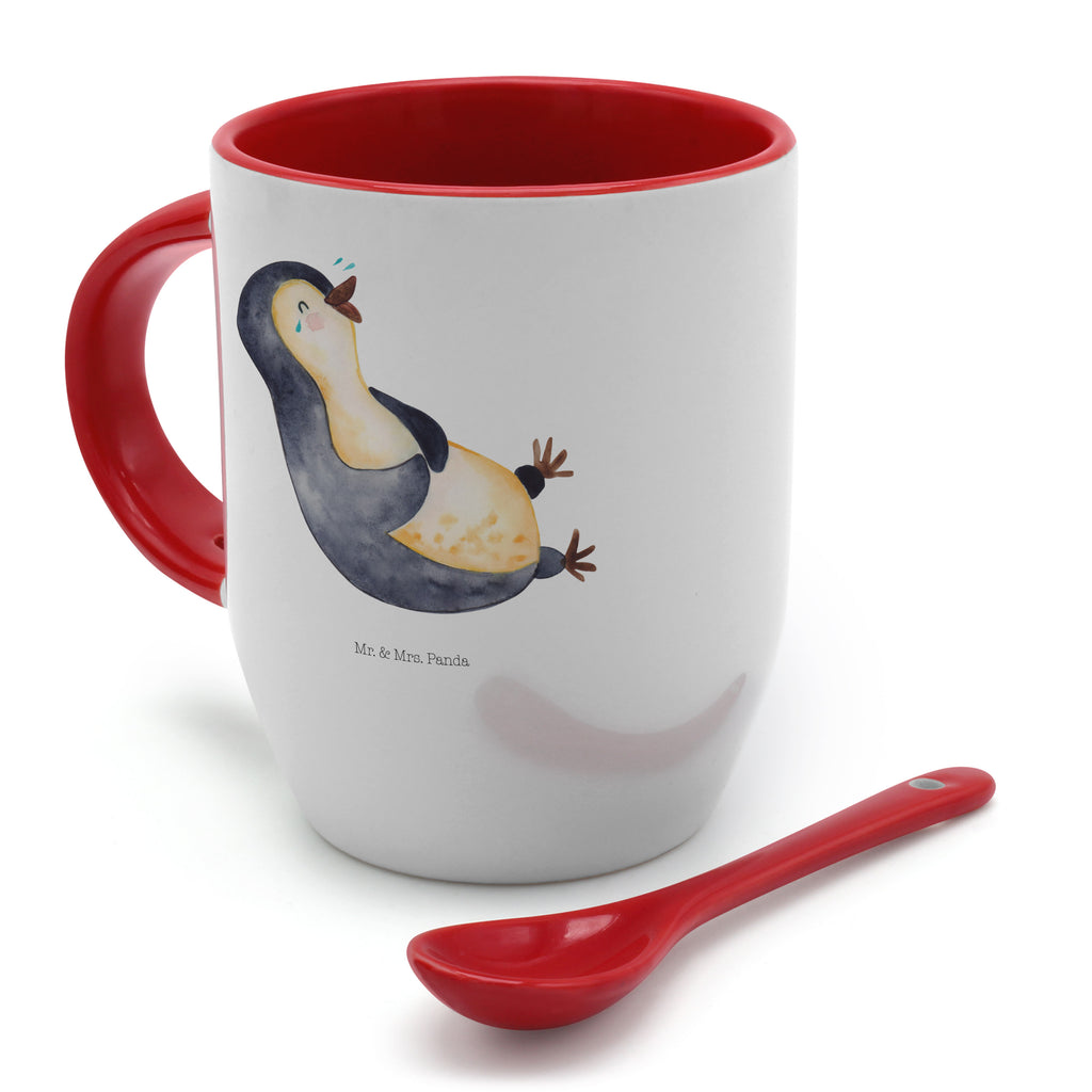 Tasse mit Löffel Pinguin lachend Tasse, Kaffeetasse, Tassen, Tasse mit Spruch, Kaffeebecher, Tasse mit Löffel, Pinguin, Pinguine, lustiger Spruch, Optimismus, Fröhlich, Lachen, Humor, Fröhlichkeit